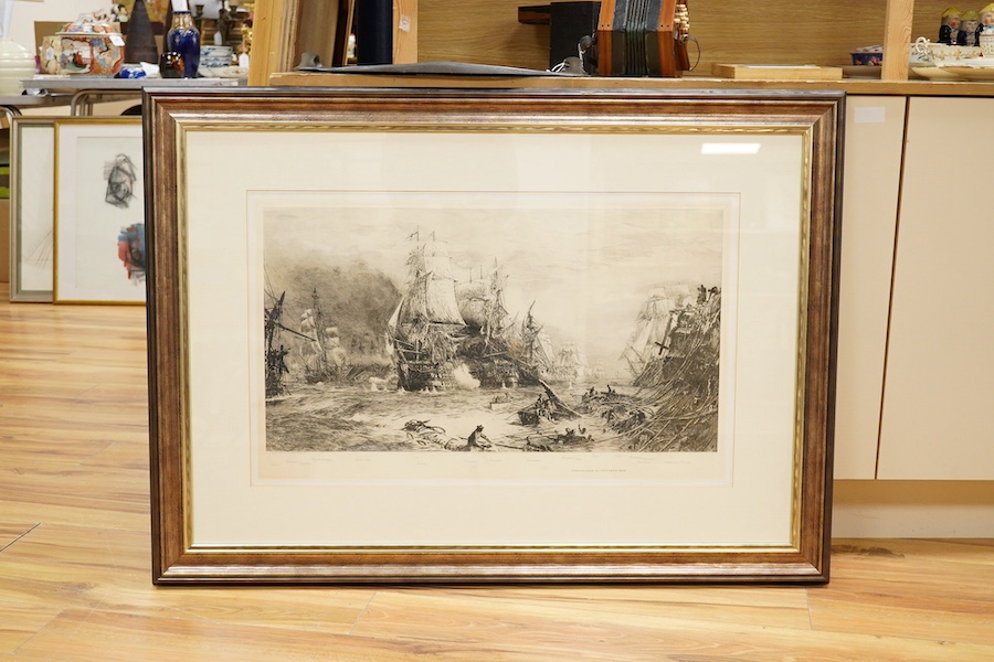 After William Lionel Wyllie (1851-1931), etching, ‘Battle of Trafalgar’, unsigned, 48 x 78cm, published by the Art Union 1905. Condition - fair